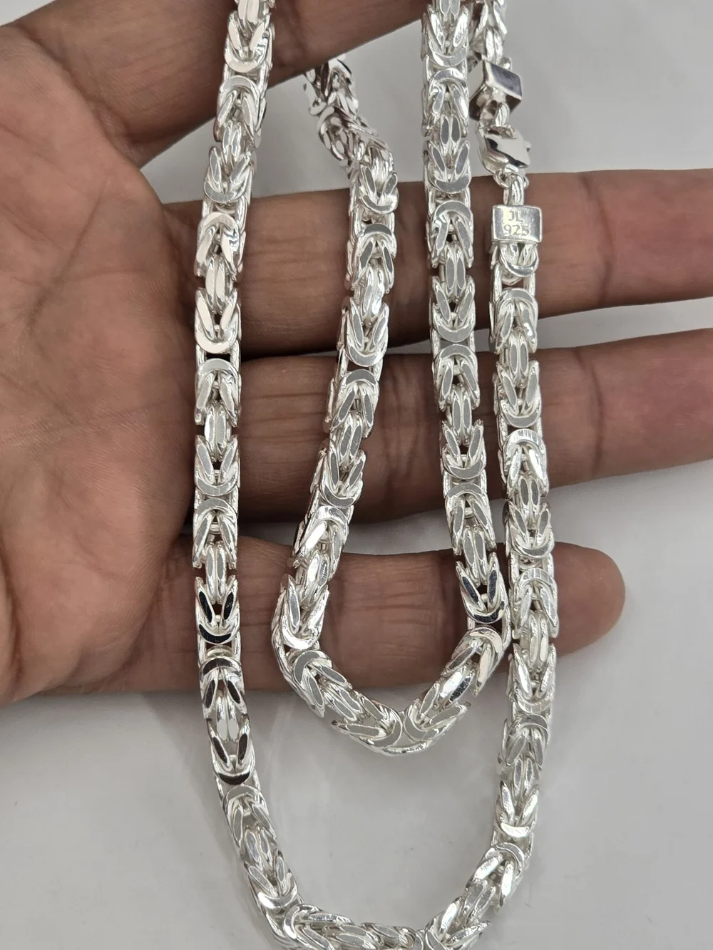 925 Sterling Silver Byzantine Chain Necklace - Silver
